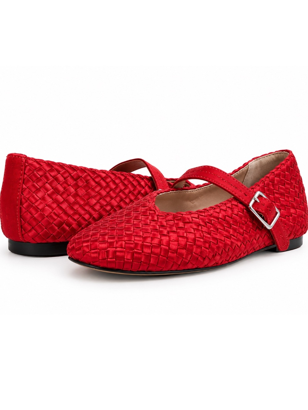 Steve Madden | Red Satin Woven Mary Jane Flats | Size: 7